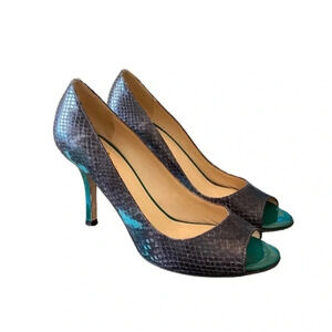 Kate Spade Cris Green Multi Metal Python Heels